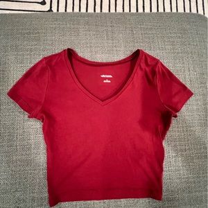 Red cropped shirt